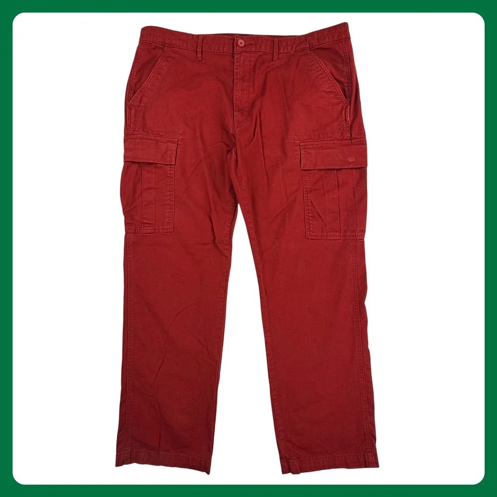 Levi's‎ Cargo Pants Men 40x32 Red Cotton Straight Leg Multi Pocket Utility Hike